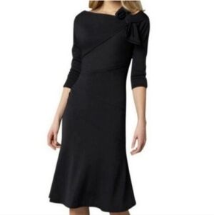 💎 Diane von Furstenberg Slater Black Wool Bow Detail Midi Dress 4 - Flawed Gem